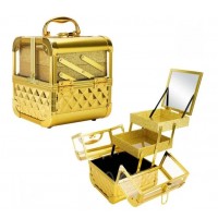 DELL'UNITA ARMORED ACRYLIC CASE WITH 2 TRAYS AND MIRROR GOLD BY KINGLION CASE FACTORY