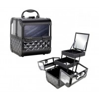 DELL'UNITA ARMORED ACRYLIC CASE WITH 2 TRAYS AND MIRROR BLACK BY KINGLION CASE FACTORY