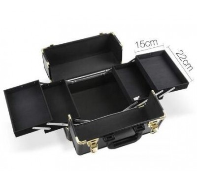 Professional 7 in 1 Make Up Cosmetic Beauty Case - Black & Gold