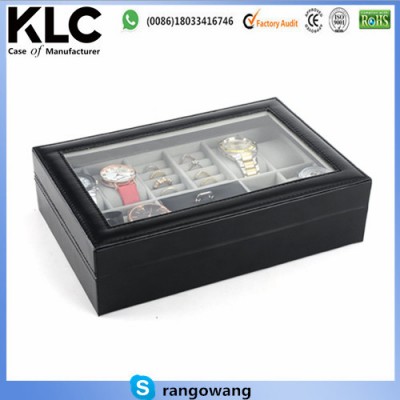 Black Leather Jewelry Box Watch Organizer