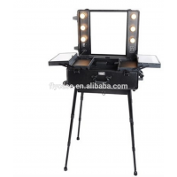 beauty train aluminum case lighting makeup case with stand