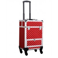 Makeup Train Case/Cosmetic Case/Trolley/Suitcase/Box Large Capacity Trolley with 4 Retractable Trays & 1 Smooth Sliding Drawer